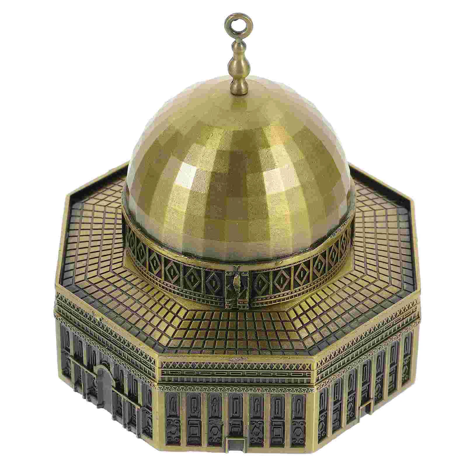 Jerusalem Model Landmark Craft Figurine Desktop Building Religious Statue Islam Decoration Metal Dome of The Rock