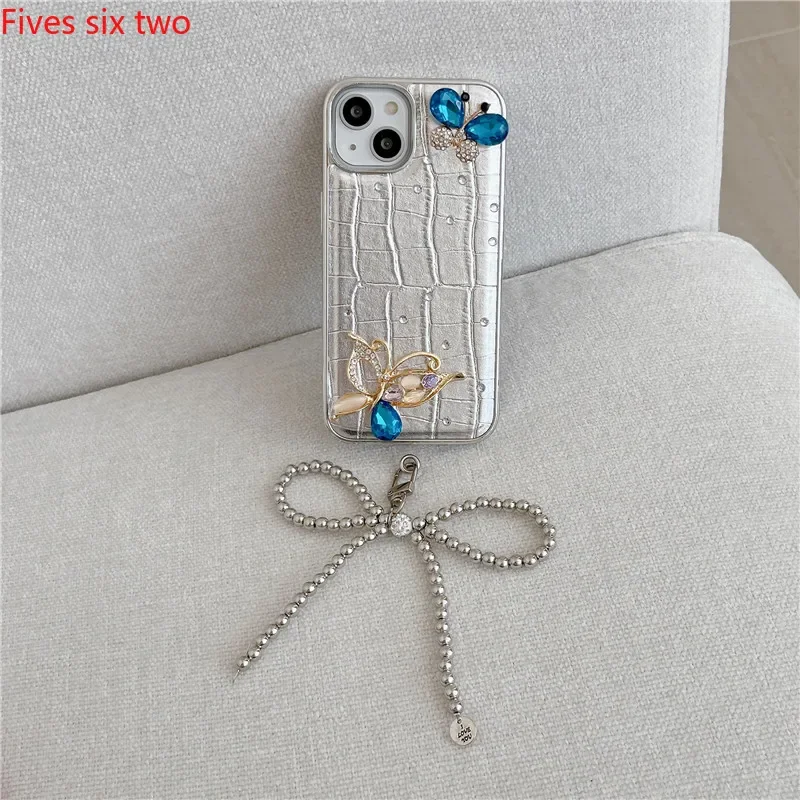 Блестящие чехлы для телефонов с 3d-изображением бабочек кристаллов браслетов iPhone