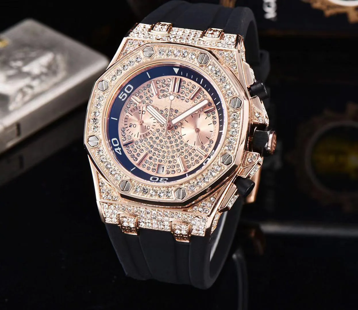 

Luxury Top Brand Military Watch Men Diamond Stars Chronograph Sports Mens Watches Male Clock Stopwatch Hombre Relogio Masculino