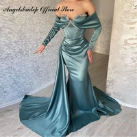 angelsbridep mermaid saudi arabia evening dresses 2022 long sleeves sweetheart with crystals women abendkleider robes de soir%c3%a9e