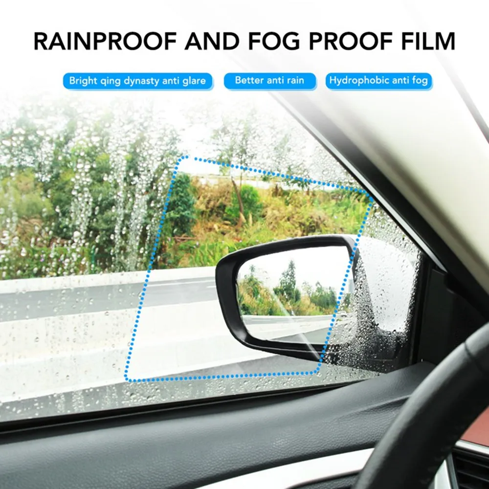 

2pcs Waterproof auto Car Side Window Rainproof Stickers Rearview Mirror Decal Anti-Fog Clear Protective Film Mirror Films