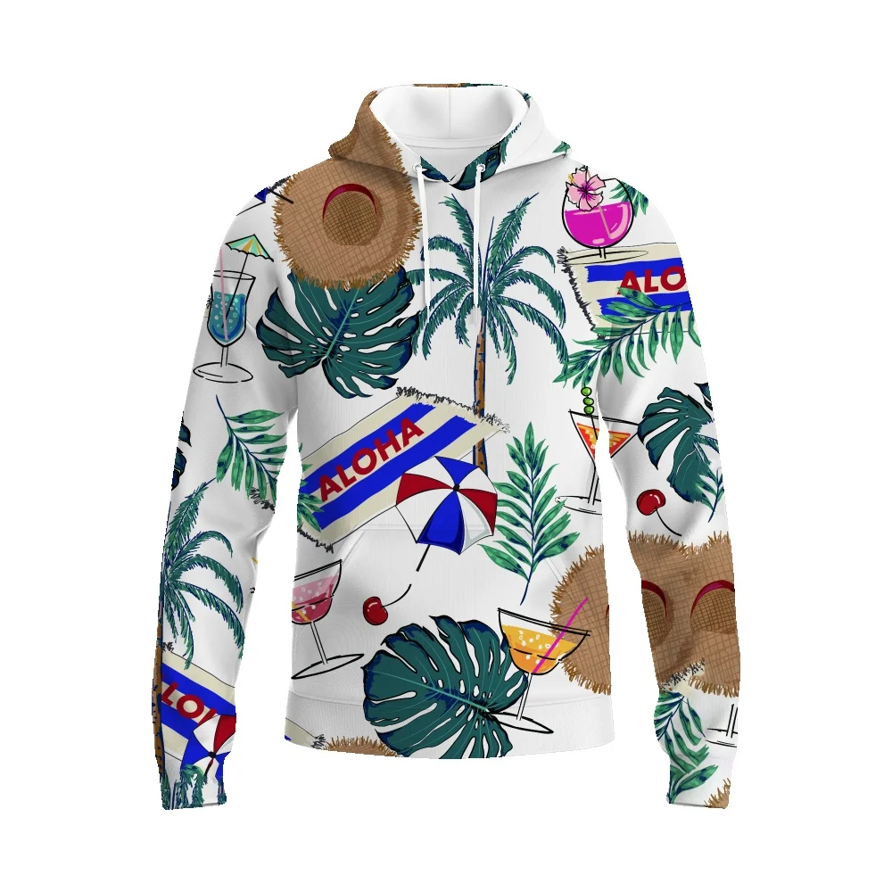 

Coconut tree full printed oversize jacket men's tide ins spring and autumn 2022 new long-sleeved chic hooded retro sweater men