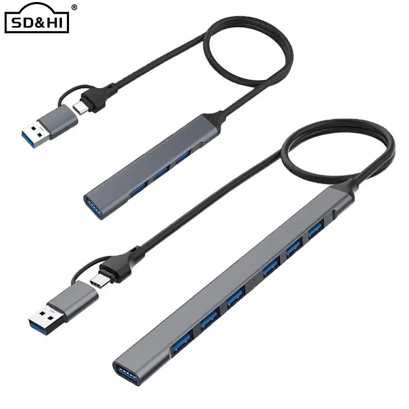 

Разветвитель USB 4/7 в 2, разветвитель с несколькими портами типа C, адаптер 3,0 OTG, расширитель USB для Macbook Air Pro M1, ПК, ноутбуков, мыши, клавиатуры