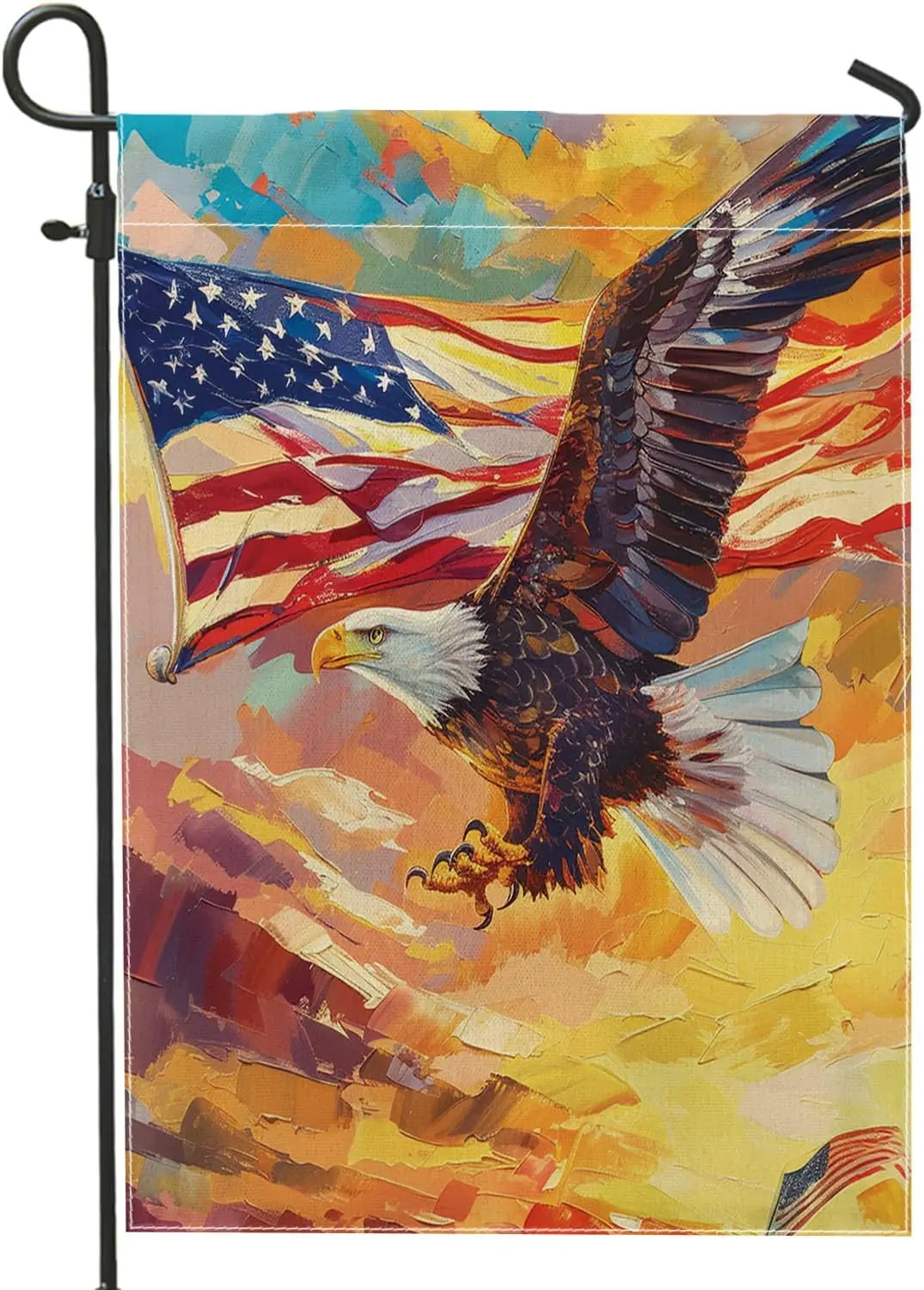 4 июля Садовый флаг Премиум Абстрактный восход солнца Пейзаж Летать лысый орлан