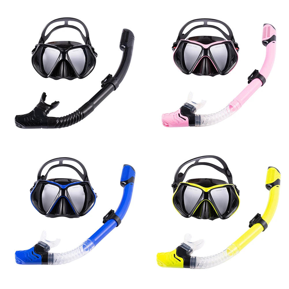 

Adults Underwater Diving Masks Snorkeling Breath Tube Set Women Men Tempered Glass Goggles Swimming Pool Equipment