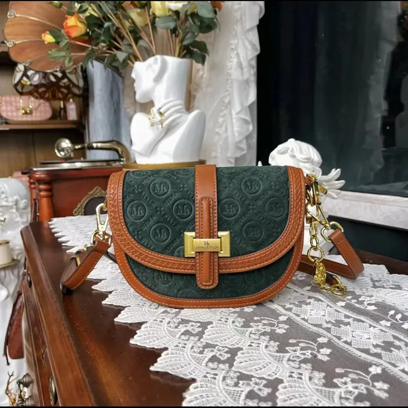 

2023 New Fashion Single Shoulder Messenger Bags Women Genuine Leather Saddle Bag Famous Brand Designer Purses And Handbags