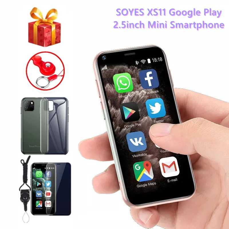 Gift! SOYES XS11 3G Mini SmartPhone 1GB RAM 8GB ROM 2.5'' MT6580A Quad Core Android 6.0 1000mAh 2.0MP Small Card Mobile Phone