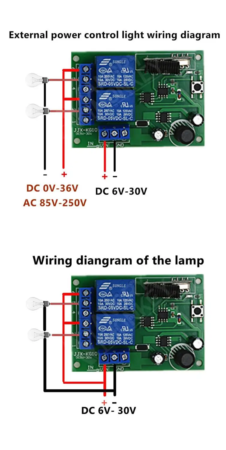 433 Mhz Wireless Remote Control Switch Module DC 12V 24V 2CH RF Relay Receiver and Transmitter for Garage Gate Door Controller |