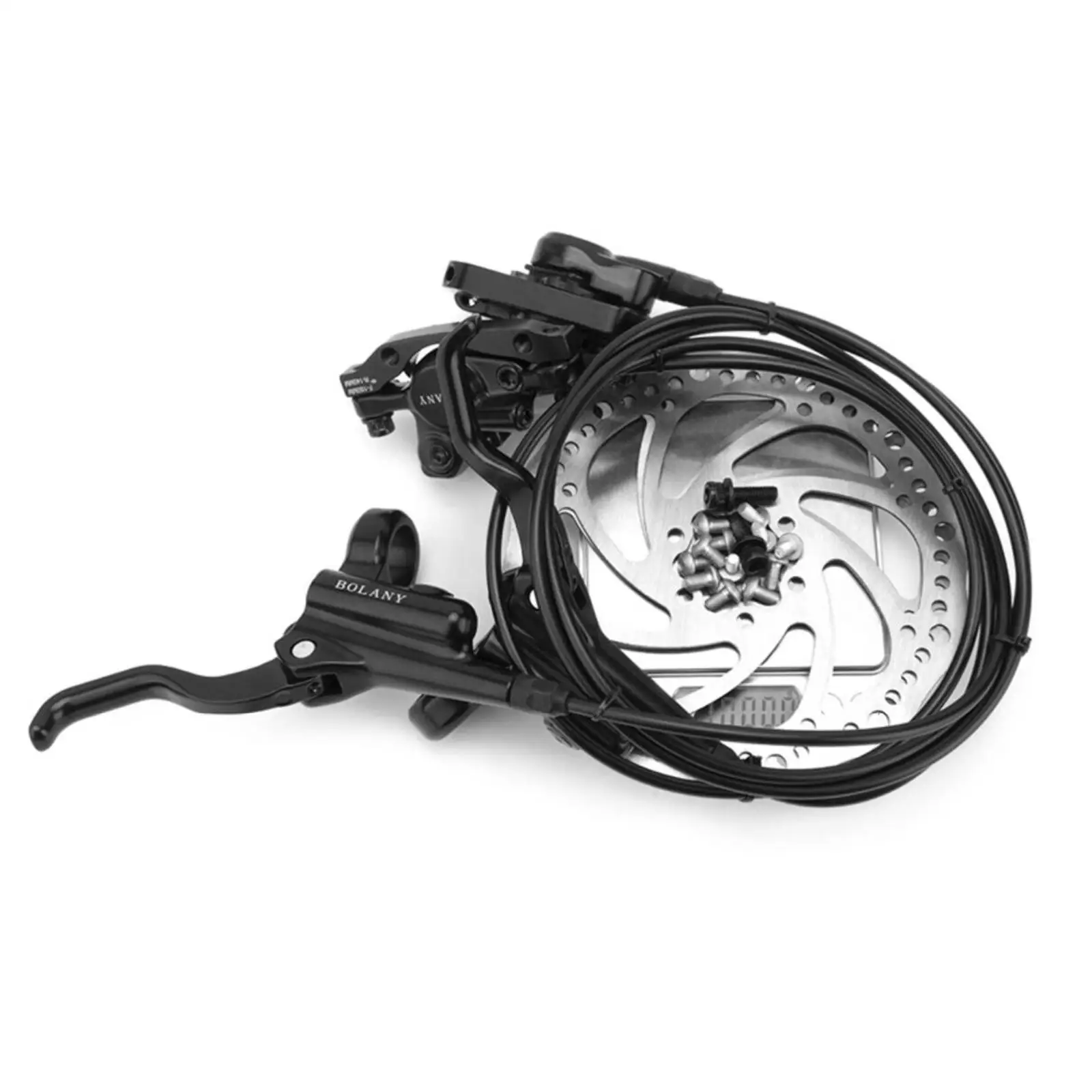 

Hydraulic Disc Brake Set for Mountain Bike, Bike Disc Brake Kit with 160mm Rotors, Front and Rear Levers