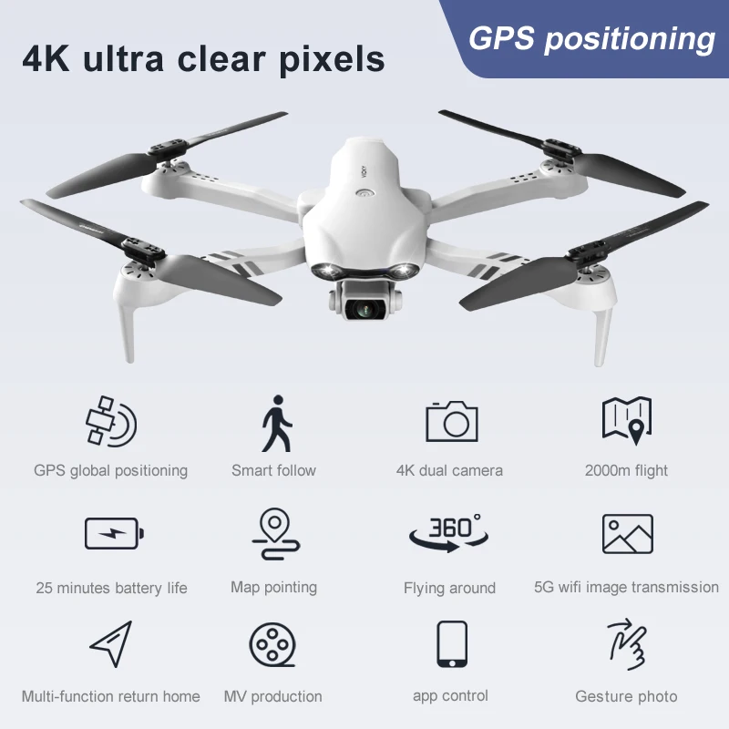 F10 Pro Drone Profesional GPS 5G WIFI FPV Fold Quadcopter With 6k hd Camera RC Plane 25 Minutes Helicopters Dron Toys For Boys enlarge