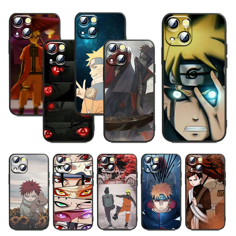 

Naruto anime cool For Apple iPhone 11 12 13 Max Mini 5 6 7 8 X XR XS Pro Plus Black luxury Silicone Soft Cover Funda Phone Case