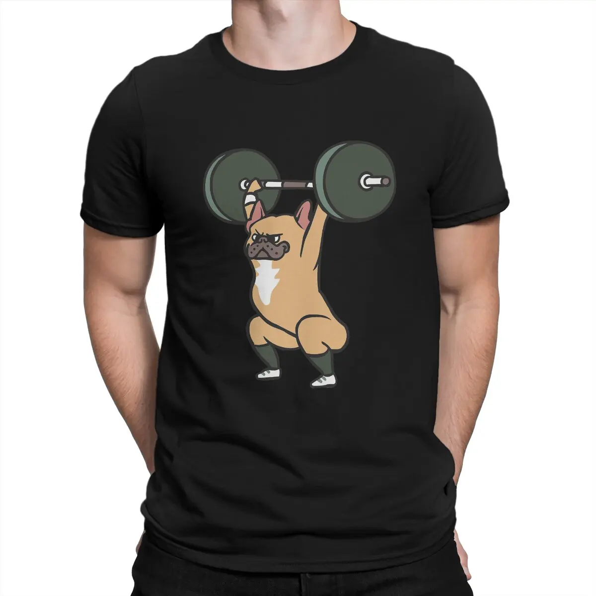 

The Snatch Weightlifting Men TShirt French Bulldog Cute Dog Crewneck Tops Fabric T Shirt Funny Top Quality Gift Idea