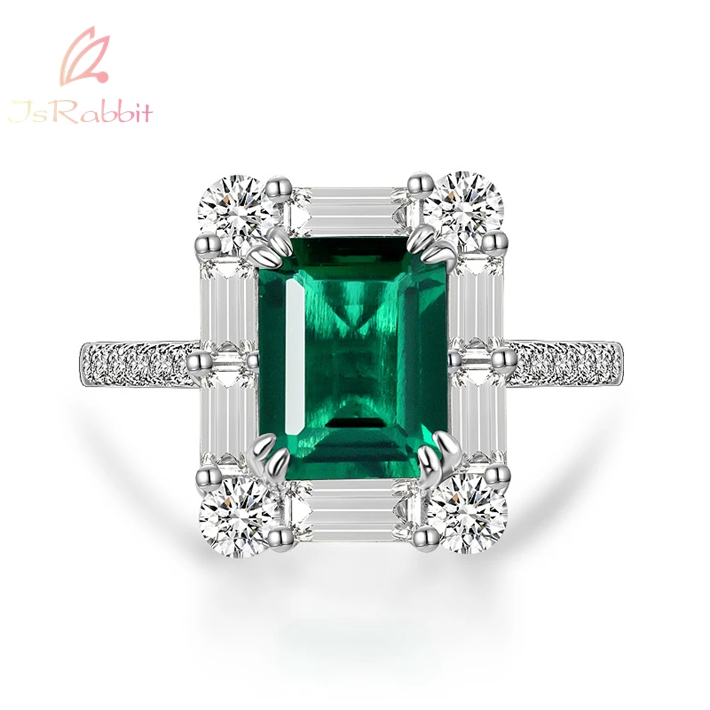 IsRabbit 18K Gold Plated Excellent Cut 2CT Lab Grown Emerald Muzo Green Sapphire Ring 925 Sterling Silver Jewelry Drop Shipping