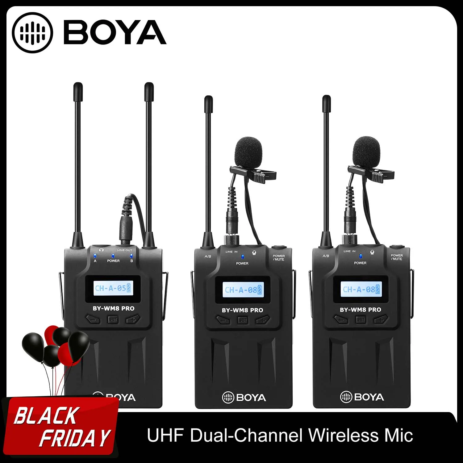 

BOYA BY-WM8 Pro K2 UHF Dual-Channel Wireless Microphone System for Cameras,Camcorders forfield recording,vlogging, YouTube video