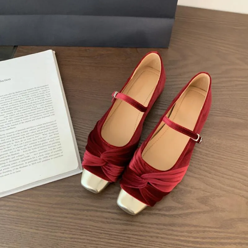 Женская обувь 2024 бархатные балетки женские туфли Мэри Джейн на плоской подошве с