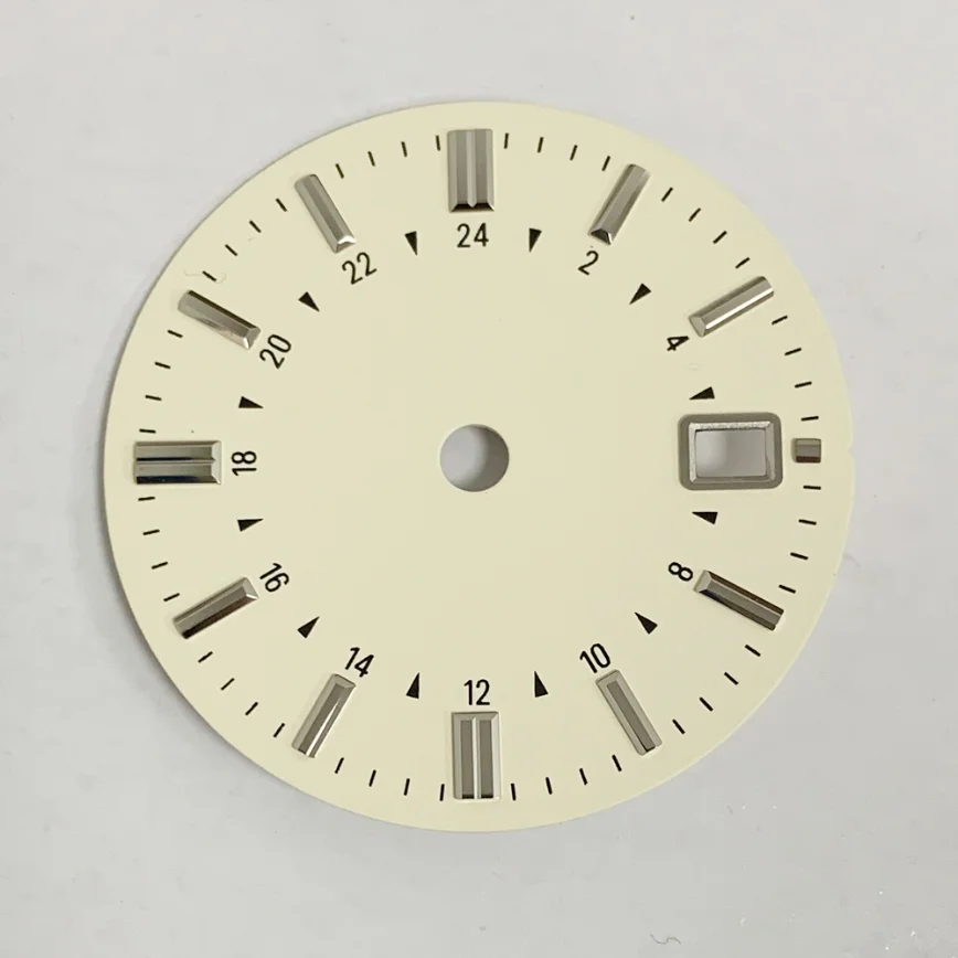 

Watch Accessories Watch Dial 31MM Beige NO LOGO No Luminous GMT Single Calendar Dial for Japanese NH34 Movement