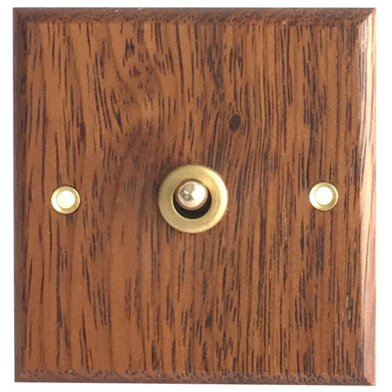 

4X 86 Type Solid Wood Panel Switch Wall Light Retro Brass Toggle Switch Wood Grain Electrical Switch Socket 1- Switch