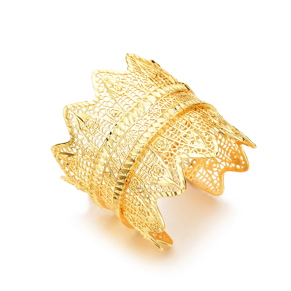 

Ethlyn 24K позолоченный Дубай золотой браслет для женщин большой широкий браслет манжета индийская Саудовская Аравия Свадебные ювелирные изделия невесты MY864