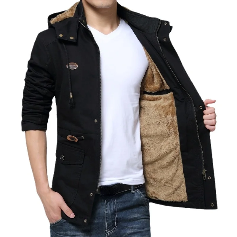 

Fashion Hooded Jackets Coat Men Mens Jackets and Coats Male Windbreaker Streetwear Man Clothes Winter Safari Work Wool Thicken