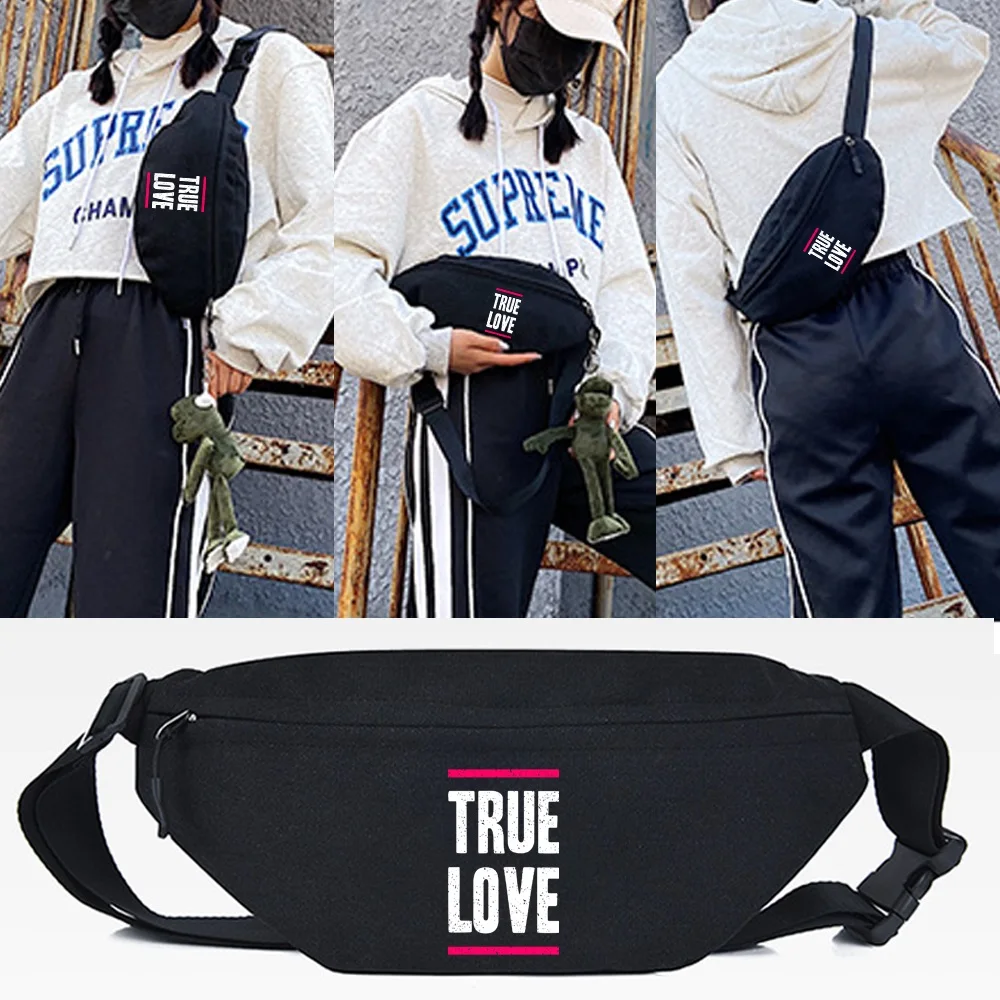 

True Love Print Waist Bags Women Casual Bag Travel Zipper Handbags Outdoor Sport Chest Pack Multifunction Crossbody Shoulder Bag