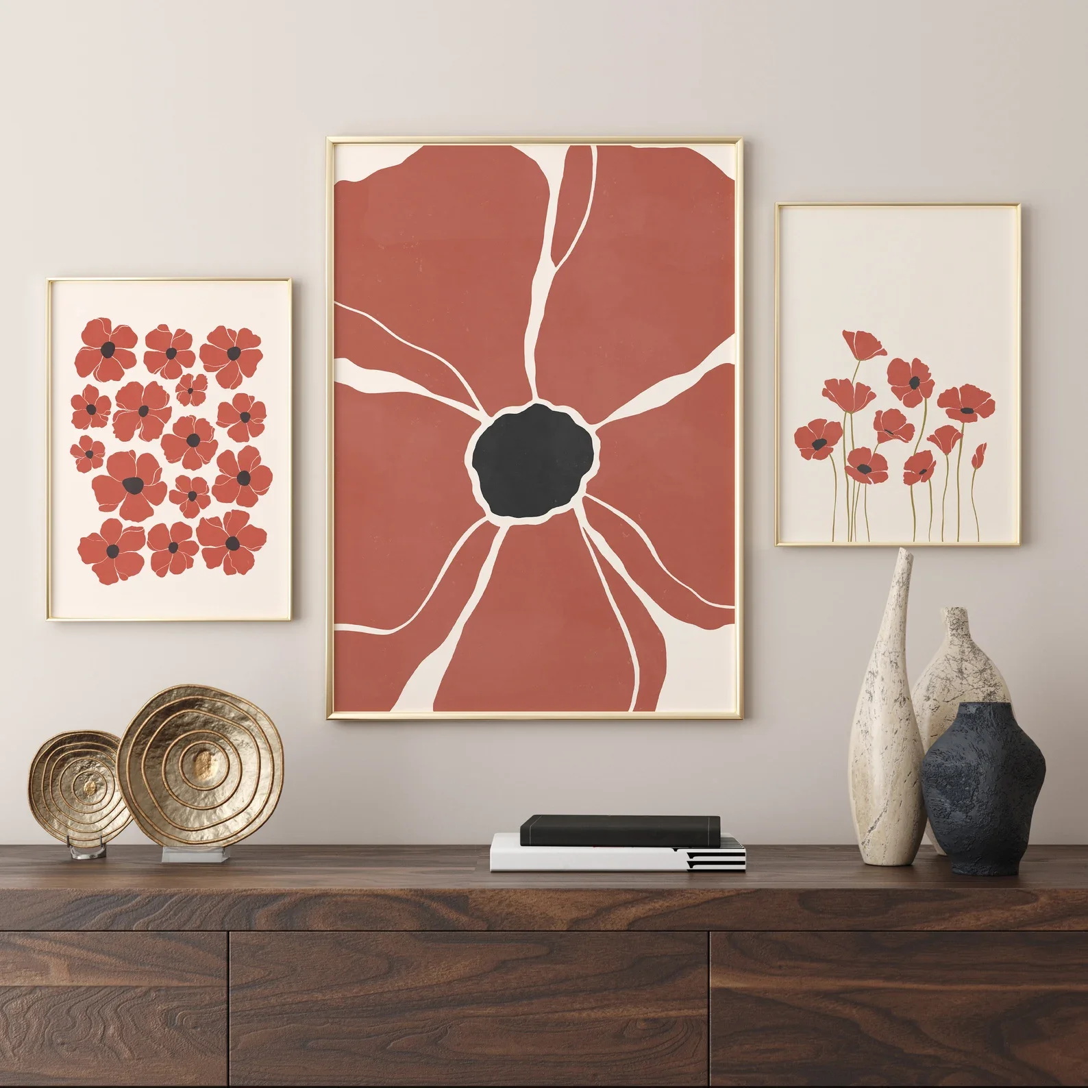 

Красная маковая печать земли оттенки холст постер картина Цветочная иллюстрация настенное Искусство Цветы Картина для гостиной домашний д...
