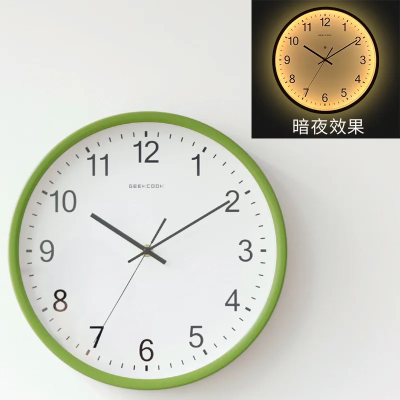 

Creative products intelligent induction voice-activated LED luminous wall clock sun simple creative home metal clock