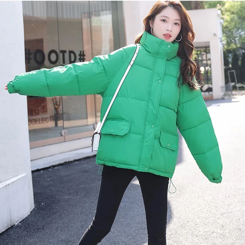Winter Jacket Stand Collar Parkas For Women 2022 Casual Warm Thicken Basic Coat Cotton Padded  Parka Ladies Chic Outwear