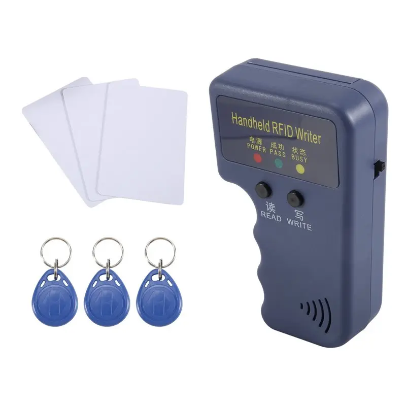 Фото Считыватель-записыватель карт 125 кГц для ID, HID и AWID, портативный RFID-копир с 3 брелоками T5577-B12B №1