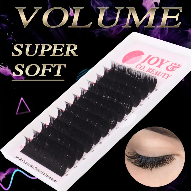 

JoyCo 12 Lines Mix-Length Individual Eyelash Extension 8-15mm CC Classic Natural Long Eye Lashes Silk Lash Extension