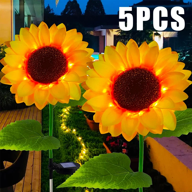 

Solar Sunflower Lights Outdoor Garden Stake Lights Waterproof LED Solar Powered Flower Lights Decor For Patio Yard Pathway Lawn