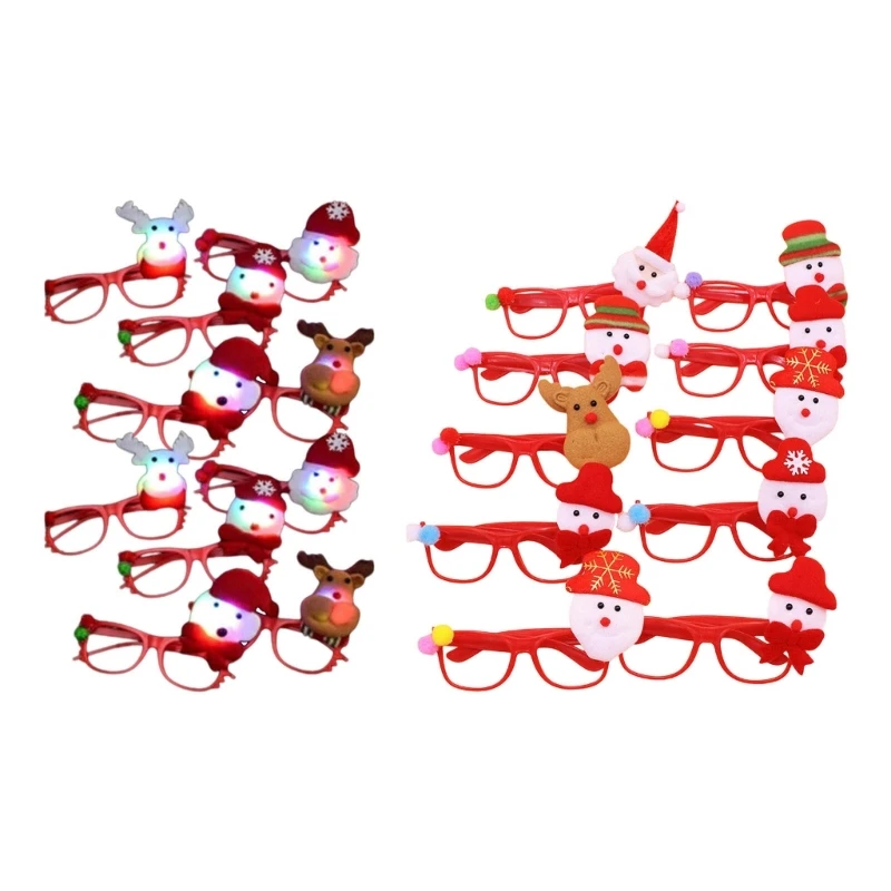

10 шт., рождественские очки, декоративная оправа для очков Санта-Клауса, костюм для вечеринки для взрослых и детей
