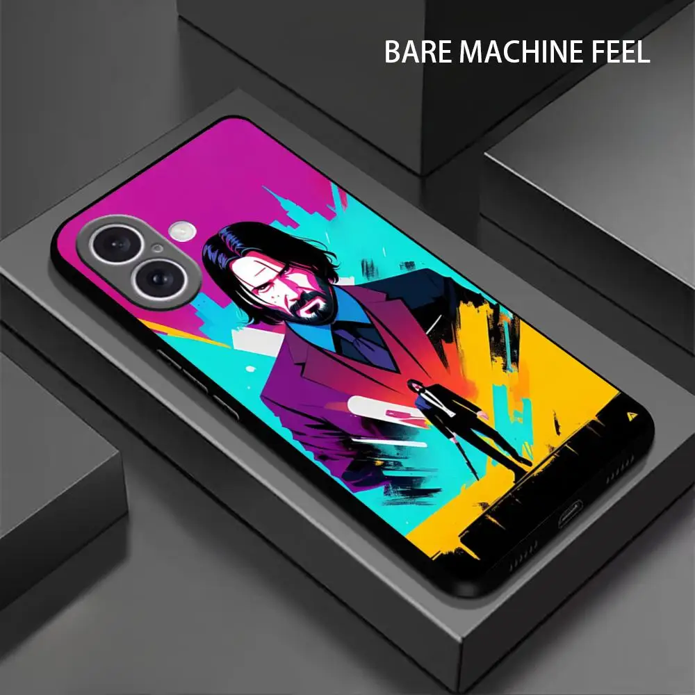 Чехол для телефона BarbarosSA J-John Wi-ck Kill iPhone 16 15 14 13 12 11 X XR XS 8 Plus Mini Pro Max мягкий черный