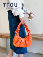 fashion ruched shoulder bag fold zipper womens tote top handbag bag pu leather solid female lady handbag trendyol shopper