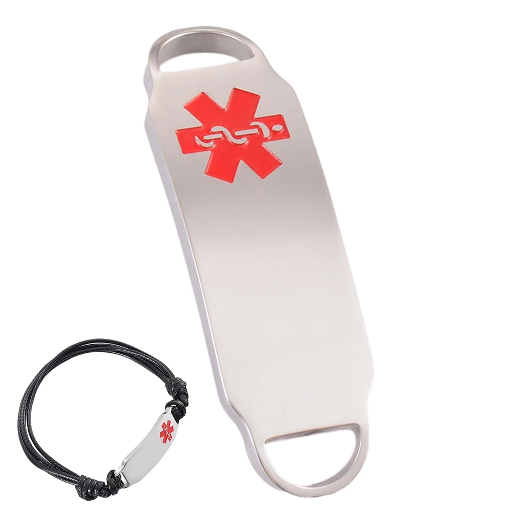 

3Pcs Stainless Steel Emergency Red Tags Medical Alert Connectors for Unisex SOS Bracelet Making Finding Accessories