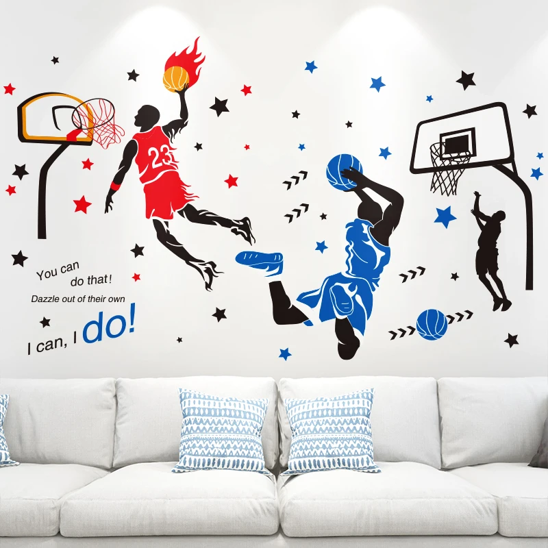 

[shijuekongjian] Basketball Player Wall Stickers DIY Kids Rooms Wall Decals for Boy Bedroom Children Nursery Home Decoration