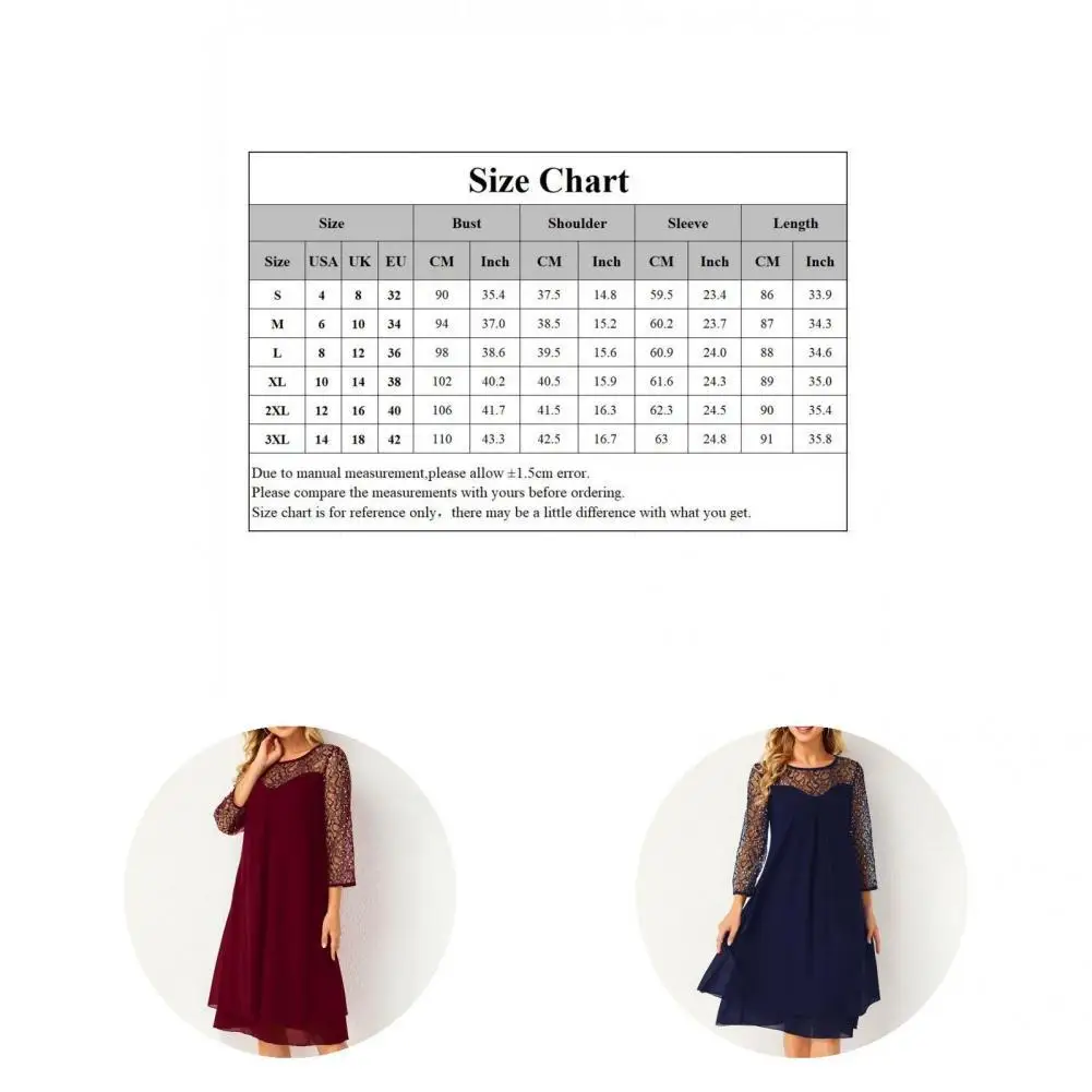 

Stylish Wedding Dress 3/4 Sleeves Spring Summer Women Dress O Neck Chiffon Dress