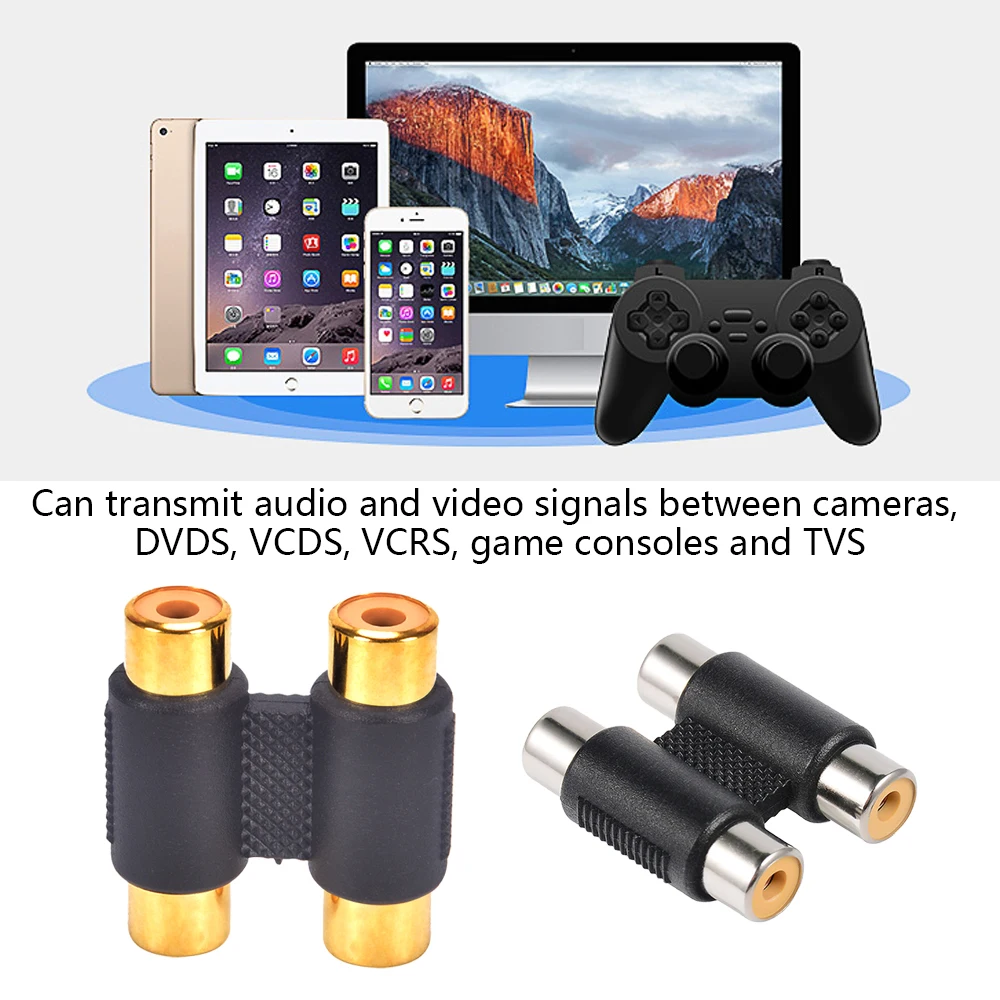 

2-Piece Dual Dual RCA Female-to-Female Audio Connector Adapter Phono Coupler Video Connector Plug Socket Phono Dual Coupler