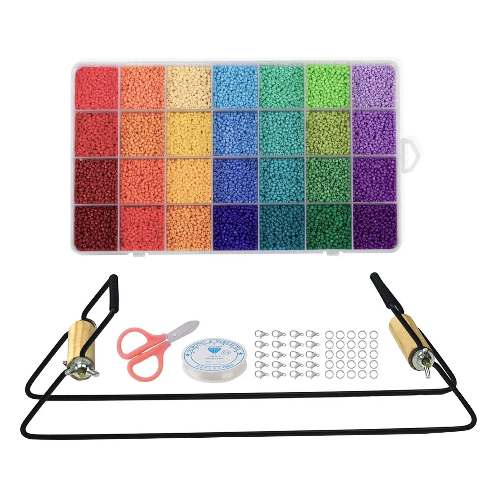 

Metal Bead Loom Kit Thread Charms 28 Colors Beads Scissors for Jewelry Making DIY Bracelets Craft Supplies Necklace Findings