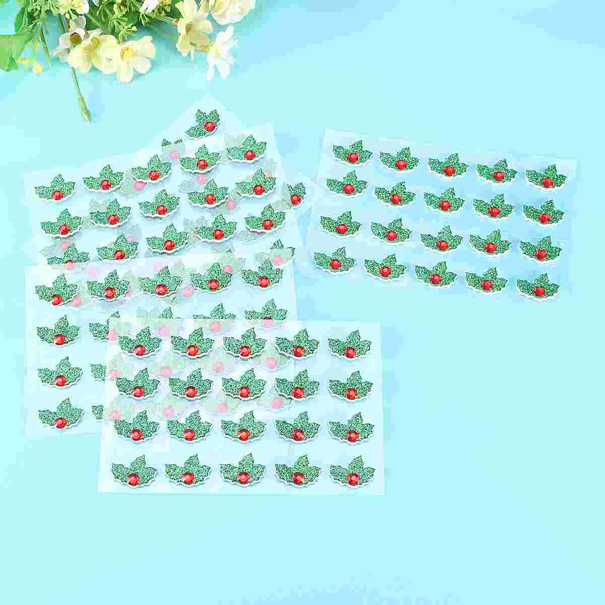 

Stickers Christmas Holly Leaves Day S St Patrick Decorations Party Leaf Decorative Berry Supplies Sticker Holiday Shammock
