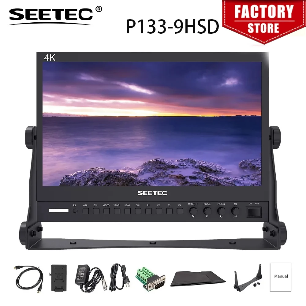 SEETEC P133-9HSD 13,3 дюйма, алюминиевый корпус, монитор 4K Ultra HD 1920x108 0 LCD IPS Screen 3G SDI 4K HDMI YPbPr AV DVI
