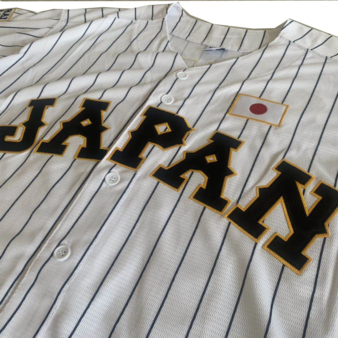 BG baseball jerseys Japan 16 OHTANI jerseys Outdoor sportswear Embroidery sewing White stripes black Hip-hop Street culture 2020 images - 6