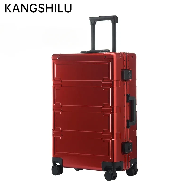 KANGSHILU 20''24''28'' New Women's Aluminum Mixi Luggages Frame Trolley Case Customs Lock Travel Suitcases Offers On Wheel Alloy