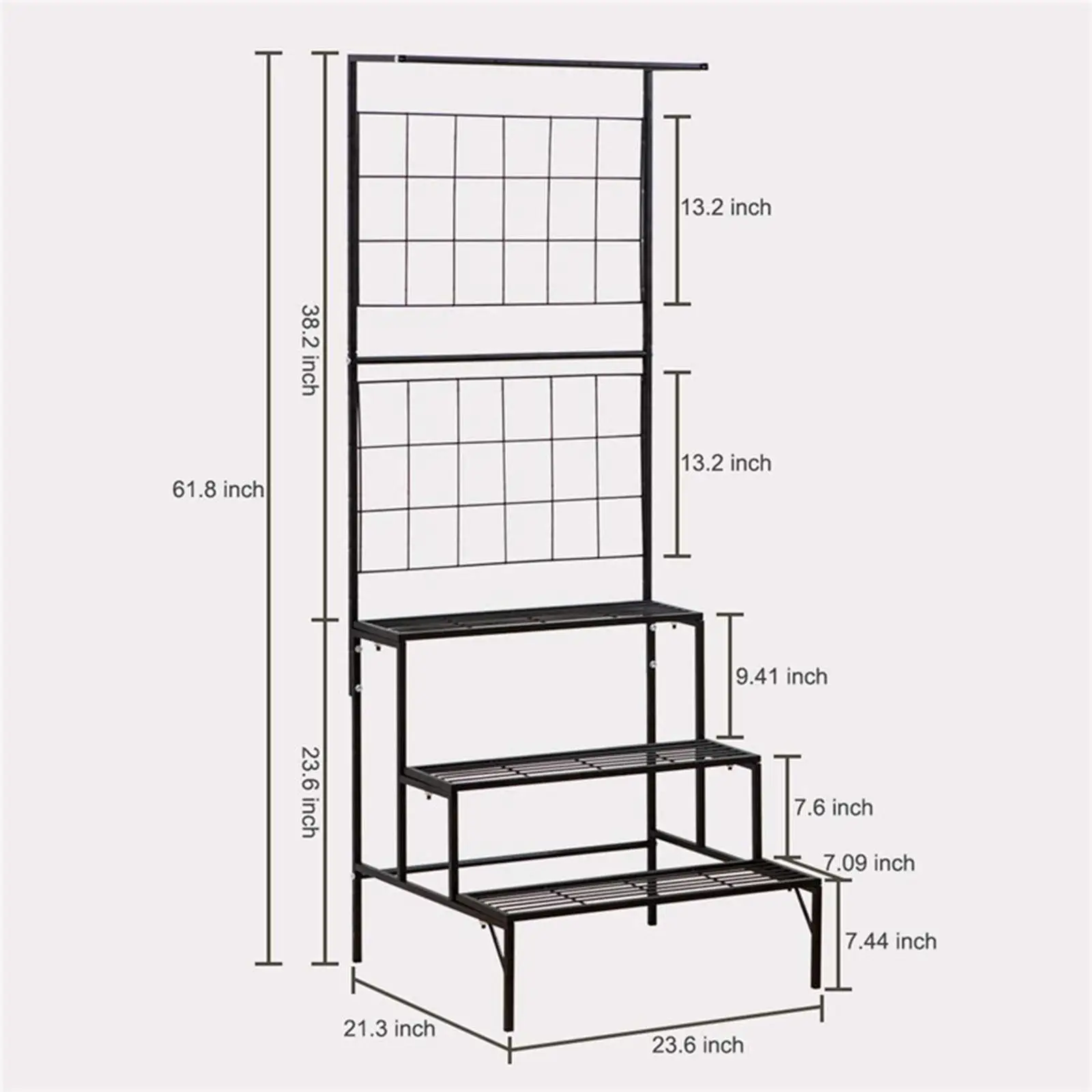 3 Tier Indoor Flower Pot Organizer Potted Storage Display Shelf Living Room Balcony, Black