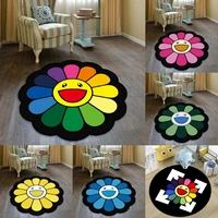 sun flower smiley round carpet for bedroom bedside living room area rug lint free doormat chair mats fashion floor mat anti skid