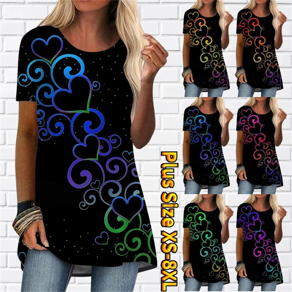 

Ladies vintage printed T-shirt 2023 women's fashion casual loose T-shirt summer crewneck short sleeve top daily street wear