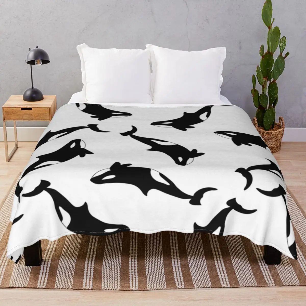 Orca Killer Whale Blankets Fleece Winter Comfortable Throw Blanket for Bedding Sofa Camp Office