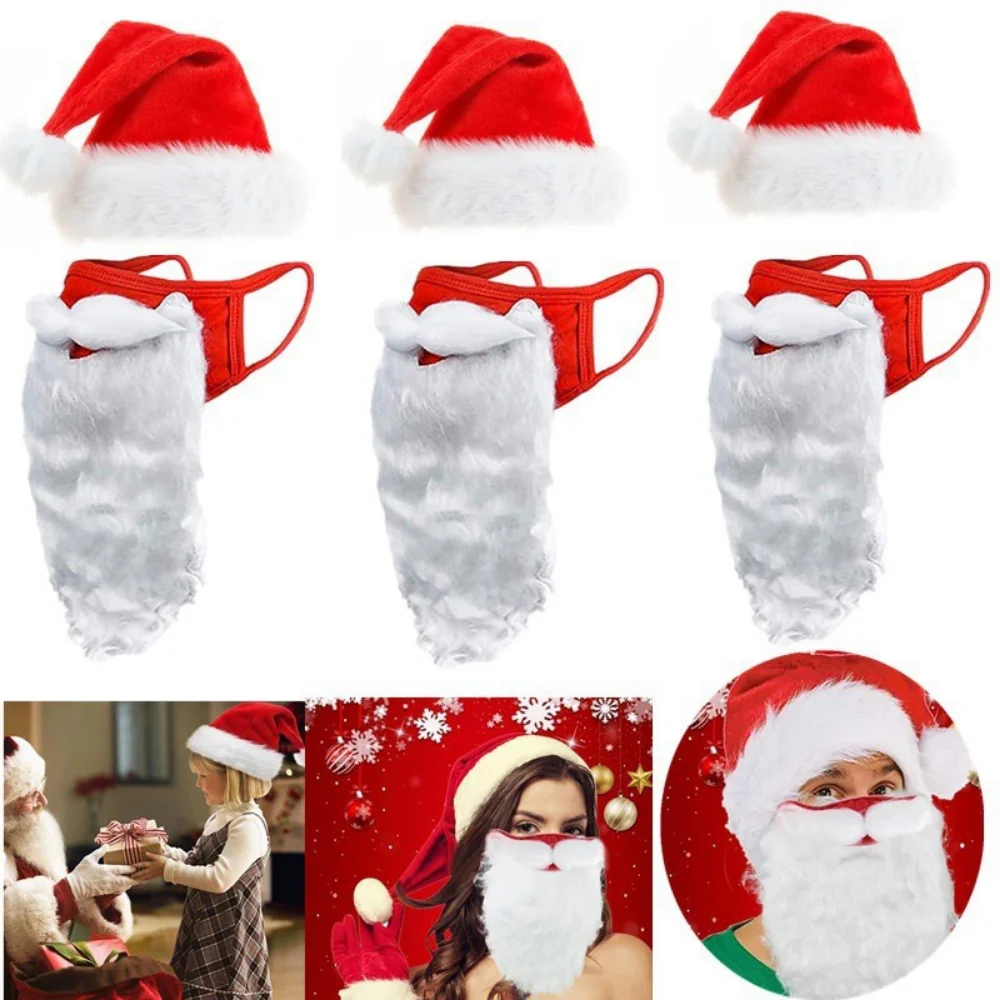 

Christmas Decoration Santa Claus Beard Mask Cosplay Funny Reusable Unisex 3D Santa Beard Face Cover Shield Easter Party Prop