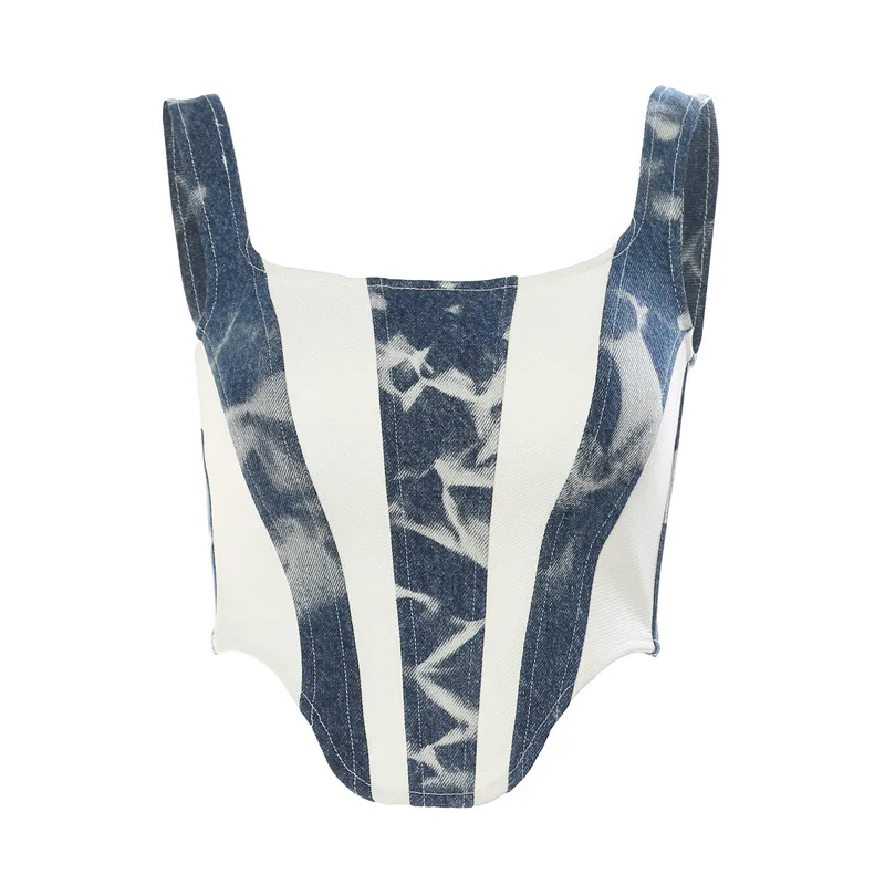 

New Fashion Stripe Tank Top Women Summer Worn Out Pair with Spicy Girl Fashion Gothic Style Y2k Top Women Clothes Crop Top