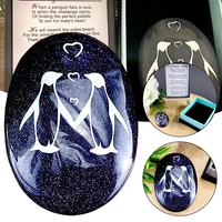 cute positivity penguin pebble for greeting cards accessories glass keepsake ornament penguin hug decoration great gift