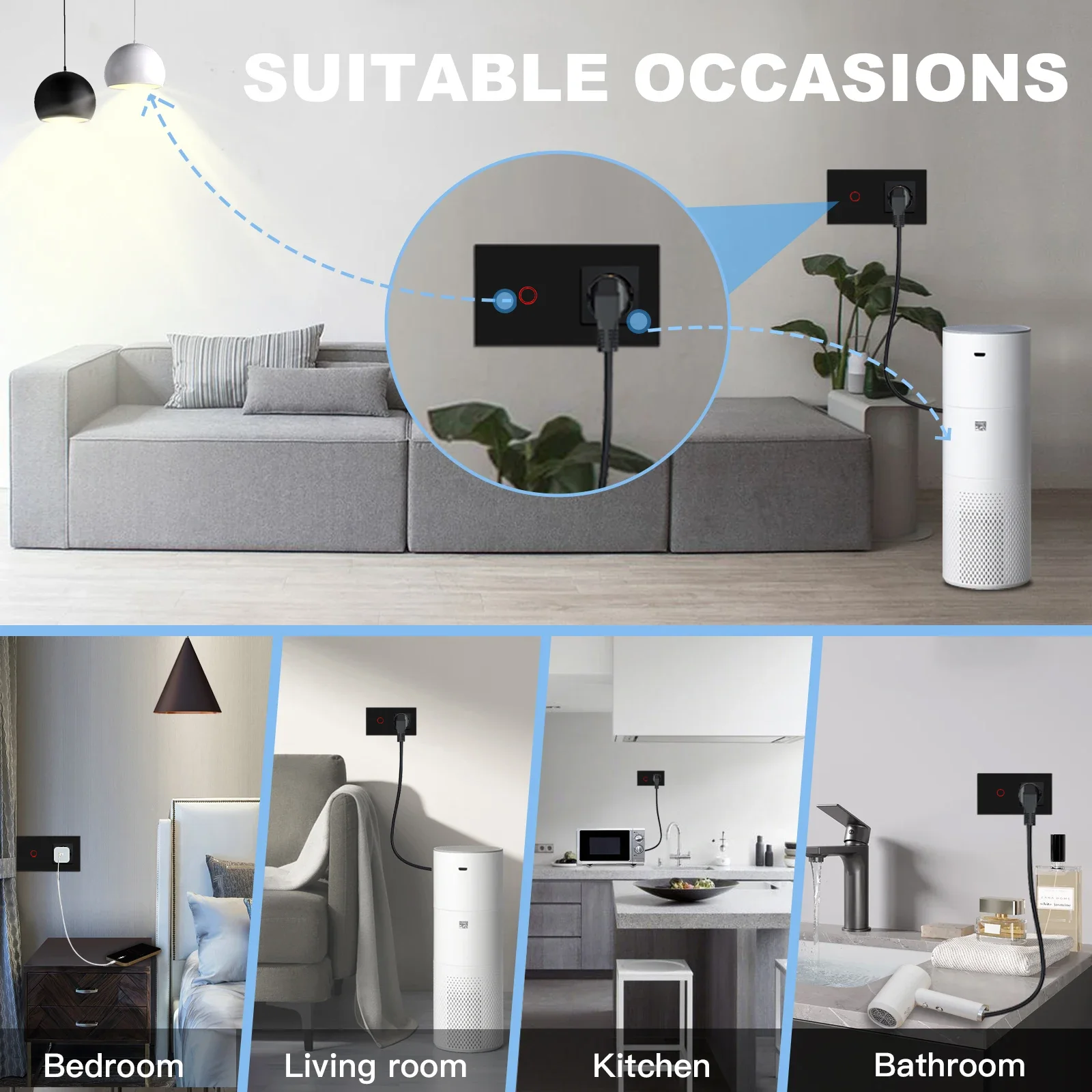 Сенсорный выключатель EIOMR европейского стандарта с разъемом USB Type-C стеклянная